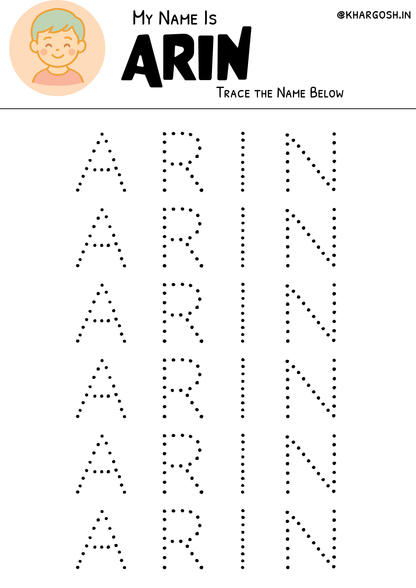 Early Name Writing Practice | Customised to Child's Name | Printable