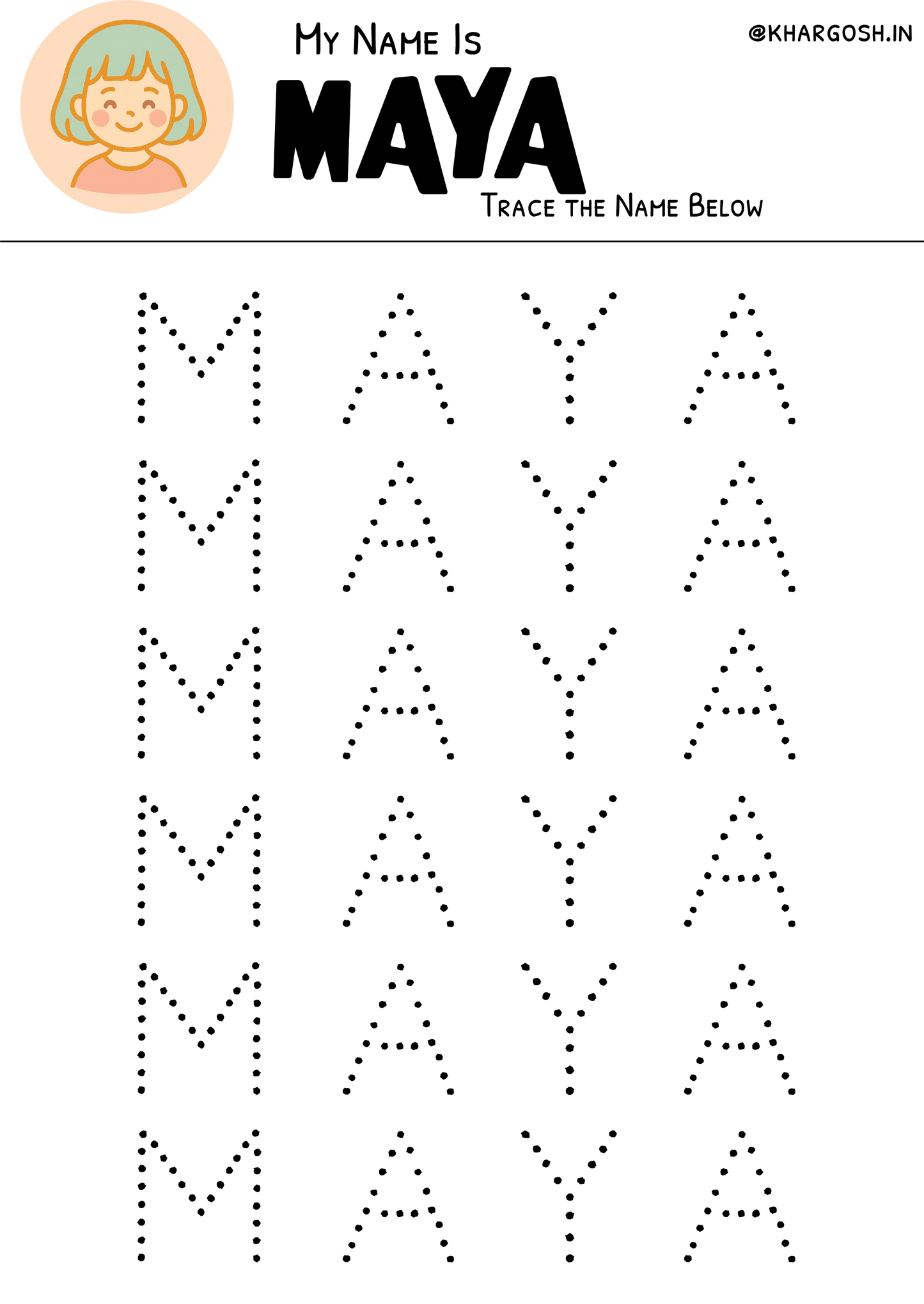 Early Name Writing Practice | Customised to Child's Name | Printable